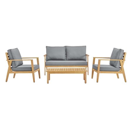 PATIO TRASERO 4 Piece Syracuse Outdoor Patio Upholstered Furniture Set, Natural & Grey PA2090035